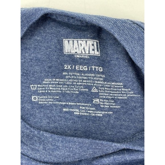Marvel Captain America Comics Super Hero Men's Blue Graphic Tee T Shirt Size 2XL - Picture 5 of 8